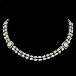 32.21 ctw Opal & Diamond Necklace 14K White Gold