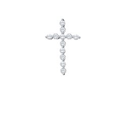 14kt White Gold Round Pave-set Diamond Cross Faith Pendant 1/2 Cttw
