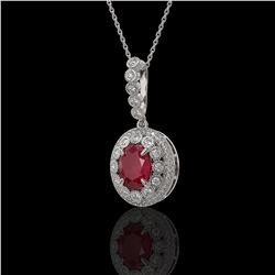 4.67 ctw Certified Ruby & Diamond Victorian Necklace 14K White Gold