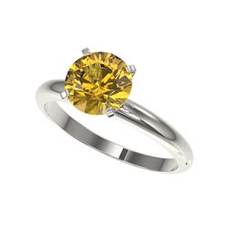 2 ctw Certified Intense Yellow Diamond Engagement Ring 10K White Gold