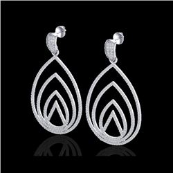 2.50 ctw Micro Pave VS/SI Diamond Designer Earrings 18K White Gold