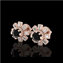 1.77 ctw Fancy Black Diamond Art Deco Stud Earrings 18K Rose Gold