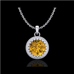 1 ctw Intense Fancy Yellow Diamond Art Deco Necklace 18K White Gold