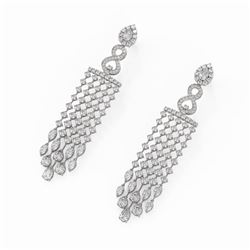 16 ctw Mixed Cut Diamond Designer Earrings 18K White Gold