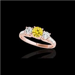 3.25 ctw SI/I Fancy Intense Yellow Diamond 3 Stone Ring 10K Rose Gold