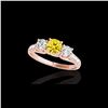 Image 1 : 3.25 ctw SI/I Fancy Intense Yellow Diamond 3 Stone Ring 10K Rose Gold
