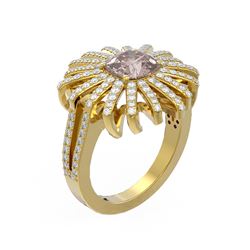 2.95 ctw Morganite & Diamond Ring 18K Yellow Gold