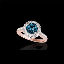 2.75 ctw SI Certified Fancy Blue Diamond Halo Ring 10K Rose Gold