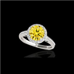 1.3 ctw Certified SI Fancy Intense Diamond Halo Ring 10K White & Rose Gold