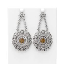 25.78 ctw Canary Citrine & Diamond Earrings 18K White Gold