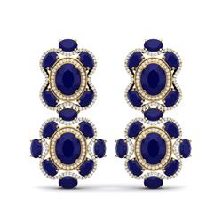 33.5 ctw Sapphire & VS Diamond Earrings 18K Yellow Gold