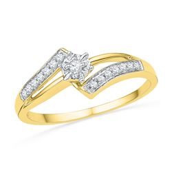 10kt Yellow Gold Round Diamond Solitaire Bridal Wedding Engagement Ring 1/10 Cttw