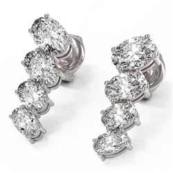 3.72 ctw Oval Diamond Earrings 18K White Gold