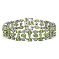 23.12 ctw Peridot & Diamond Bracelet 10K White Gold