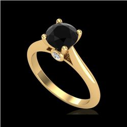 1.36 ctw Fancy Black Diamond Engagement Art Deco Ring 18K Yellow Gold