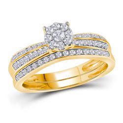 10kt Yellow Gold Round Diamond Bridal Wedding Engagement Ring Band Set 1/2 Cttw