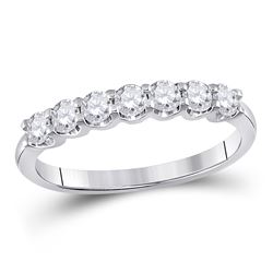 14kt White Gold Round Diamond Anniversary Band Ring 1/2 Cttw