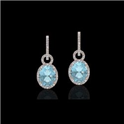 6 ctw Aquamarine & Micro Pave VS/SI Diamond Earrings 14K Rose Gold