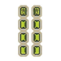 19.44 ctw Tourmaline & Diamond Micro Pave Halo Earrings 10K Yellow Gold