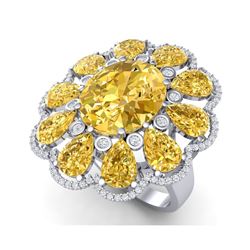 18.53 ctw Canary Citrine & VS Diamond Ring 18K White Gold