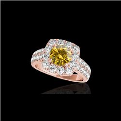 2.5 ctw Certified SI/I Fancy Intense Yellow Diamond Ring 10K Rose Gold