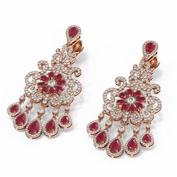 30.29 ctw Ruby & Diamond Earrings 18K Rose Gold