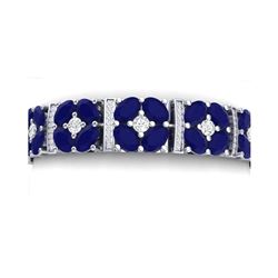 48.04 ctw Sapphire & VS Diamond Bracelet 18K White Gold