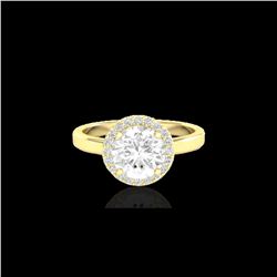 1.75 ctw Halo VS/SI Diamond Certified Micro Pave Ring 18K Yellow Gold
