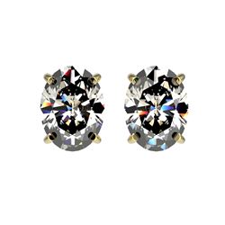 2.50 ctw Certified VS/SI Quality Oval Diamond Stud Earrings 10K Yellow Gold