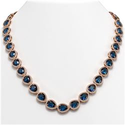 44.8 ctw London Topaz & Diamond Micro Pave Halo Necklace 10K Rose Gold