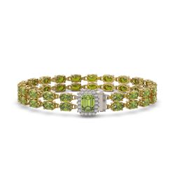 25.96 ctw Tourmaline & Diamond Bracelet 14K Yellow Gold