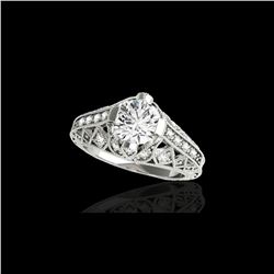 1.25 ctw Certified Diamond Solitaire Antique Ring 10K White Gold