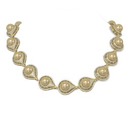 20 ctw Diamond and Pearl Necklace 18K Yellow Gold