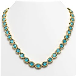 55.41 ctw Swiss Topaz & Diamond Micro Pave Halo Necklace 10K Yellow Gold