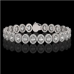15.8 ctw Oval Cut Diamond Micro Pave Bracelet 18K White Gold