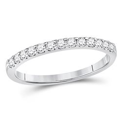 14kt White Gold Round Diamond Single Row Machine-set Wedding Band 1/4 Cttw
