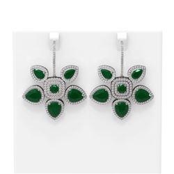 31.28 ctw Emerald Diamond Earrings 18K White Gold