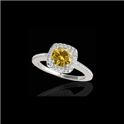 1.25 ctw Certified SI/I Fancy Intense Yellow Diamond Ring 10K White Gold
