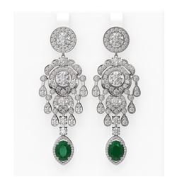 14.52 ctw Emerald & Diamond Earrings 18K White Gold