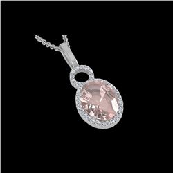 3.50 ctw Morganite & Micro VS/SI Diamond Necklace 14K White Gold