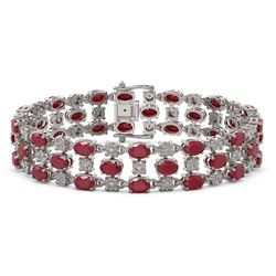 17.74 ctw Ruby & Diamond Row Bracelet 10K White Gold