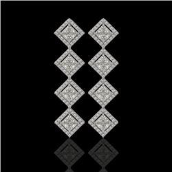5.31 ctw Princess Cut Diamond Micro Pave Earrings 18K White Gold