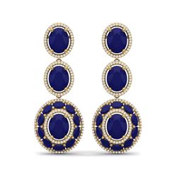 32.84 ctw Sapphire & VS Diamond Earrings 18K Yellow Gold