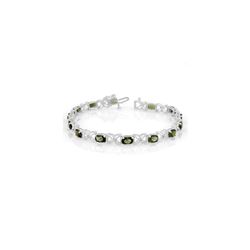 8.15 ctw Green Tourmaline & Diamond Bracelet 14K White Gold