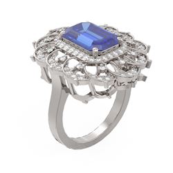 5.5 ctw Tanzanite & Diamond Ring 18K White Gold