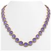 Image 1 : 44.8 ctw Tanzanite & Diamond Micro Pave Halo Necklace 10K Rose Gold