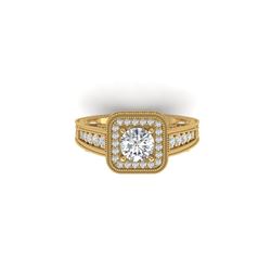 2 ctw Certified VS/SI Diamond Art Deco Halo Ring 18K Yellow Gold