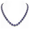 Image 1 : 52.15 ctw Sapphire & Diamond Micro Pave Halo Necklace 10K White Gold