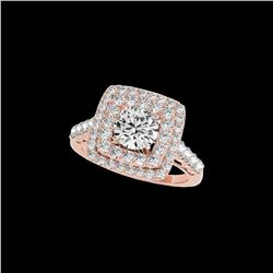 2.3 ctw Certified Diamond Solitaire Halo Ring 10K Rose Gold