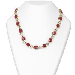 76.53 ctw Ruby & Diamond Necklace 18K Yellow Gold
